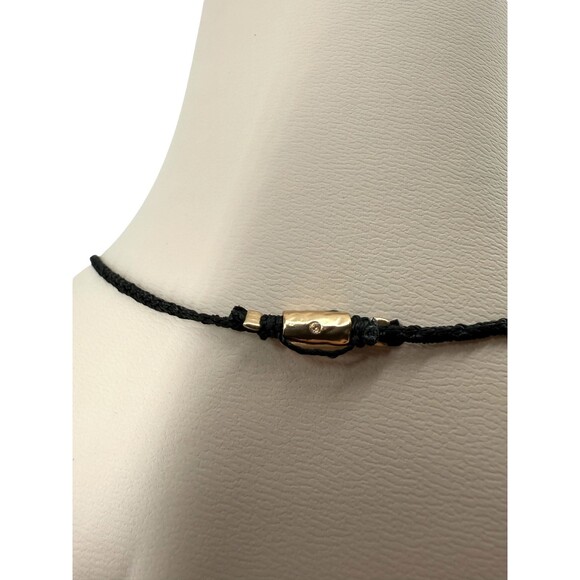 J. Jill Half Moon Pendant Necklace Hammered Gold Tone Semi Circle Cord Adjusts - Picture 8 of 9